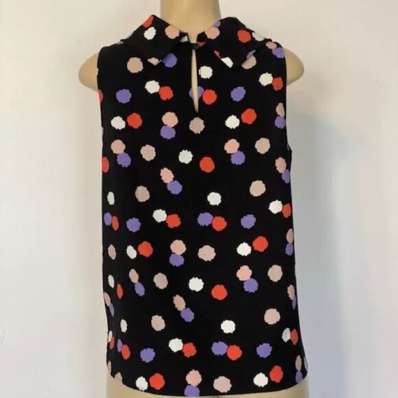 Ann Taylor Multicolor Polka Dot Sleeveless Top Women Size Medium Cowl Neck Work - Picture 4 of 6